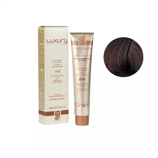 5/3 Світло-коричневий золотистий  Крем-фарба для волосся з білим чаєм та екстрактом орхідеї, 100 мл LUXURY Haircolor GREEN LIGHT