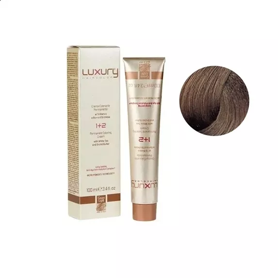 6 Темний блондин Крем-фарба для волосся з білим чаєм та екстрактом орхідеї, 100 мл LUXURY Haircolor GREEN LIGHT