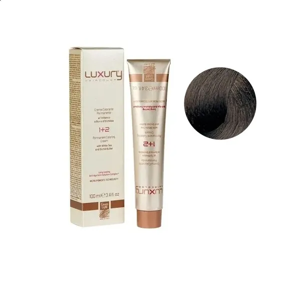 6/01 Темний блондин натуральний попелястий Крем-фарба для волосся з білим чаєм та екстрактом орхідеї, 100 мл LUXURY Haircolor GREEN LIGHT