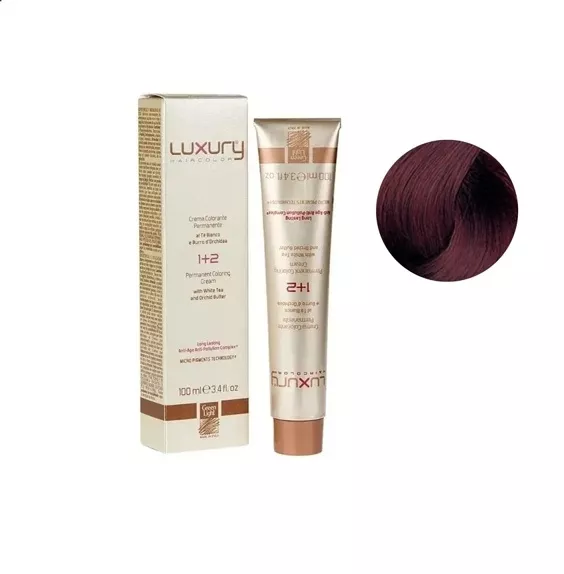 6/5 Темний блондин махагоновий Крем-фарба для волосся з білим чаєм та екстрактом орхідеї, 100 мл LUXURY Haircolor GREEN LIGHT