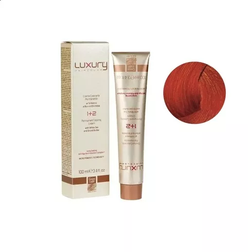 7/444 Середній блондин мідний екстра  інтенсивний Крем-фарба для волосся з білим чаєм та екстрактом орхідеї, 100 мл LUXURY Haircolor GREEN LIGHT