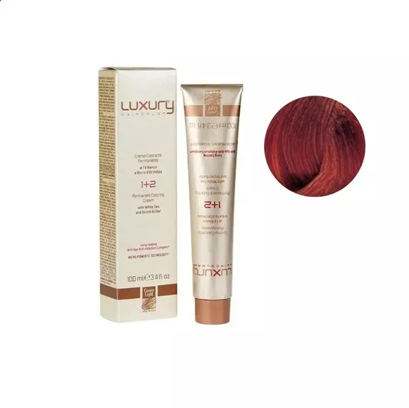7/46 Середній блондин мідно-червоно Крем-фарба для волосся з білим чаєм та екстрактом орхідеї, 100 мл LUXURY Haircolor GREEN LIGHT