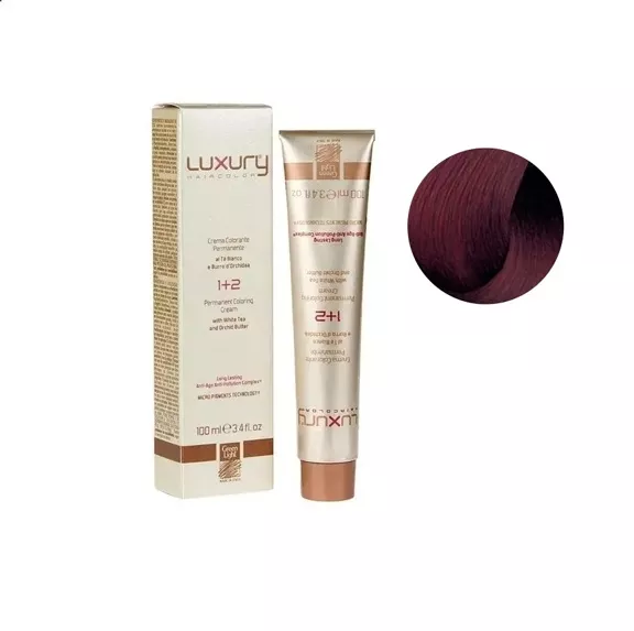 7/5 Середній блондин махагоновий Крем-фарба для волосся з білим чаєм та екстрактом орхідеї, 100 мл LUXURY Haircolor GREEN LIGHT