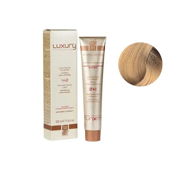 8/03 Світлий блондин натуральний золотистий Крем-фарба для волосся з білим чаєм та екстрактом орхідеї, 100 мл LUXURY Haircolor GREEN LIGHT