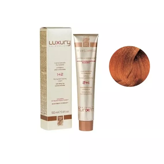 9/34 Дуже світлий блондин золотисто-мідний Крем-фарба для волосся з білим чаєм та екстрактом орхідеї, 100 мл LUXURY Haircolor GREEN LIGHT