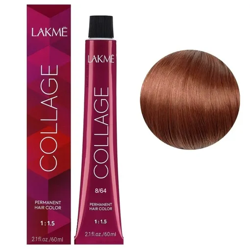8/64 Світлий блондин коричнево-мідний Крем-фарба для волосся стійка, 60 мл Permanent Hair Color COLLAGE LAКME