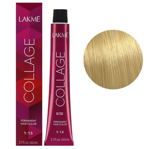 9/30 Дуже світлий блондин золотистий Крем-фарба для волосся стійка, 60 мл Permanent Hair Color COLLAGE LAКME