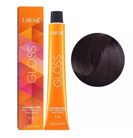 5/52 Світло-каштановий махагоново-фіолетовий Фарба для тонування волосся без аміаку, 60мл Demi-permanent Hair Color GLOSS LAKME