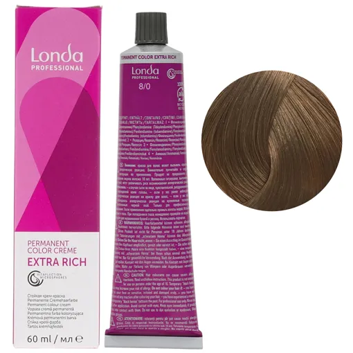 8/0 світлий блондин Стійка фарба для волосся, 60 мл Permanent Color Londa Professional