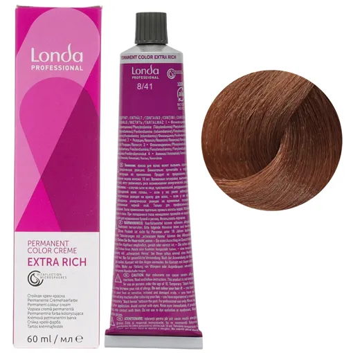 8/41 світлий блондин мідно-попелястий Стійка фарба для волосся, 60 мл Permanent Color Londa Professional