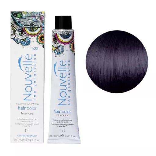 1/22 (2/20) фіолетово-чорний Фарба для волосся перманентна, 100мл Permanent Hair Color Nouvelle