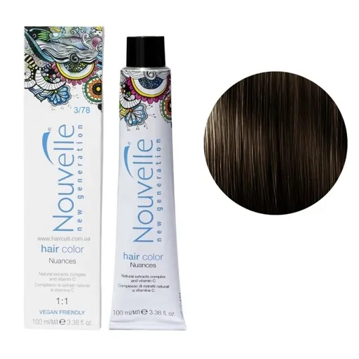 3/78 чорна перлина Фарба для волосся перманентна, 100мл Permanent Hair Color Nouvelle