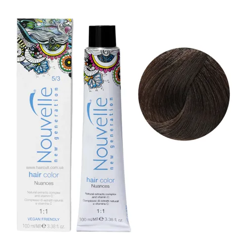 5/3 світло-золотистий, коричневий Фарба для волосся перманентна, 100мл Permanent Hair Color Nouvelle