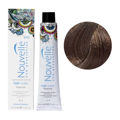 6/53 какао Фарба для волосся перманентна, 100мл Permanent Hair Color Nouvelle