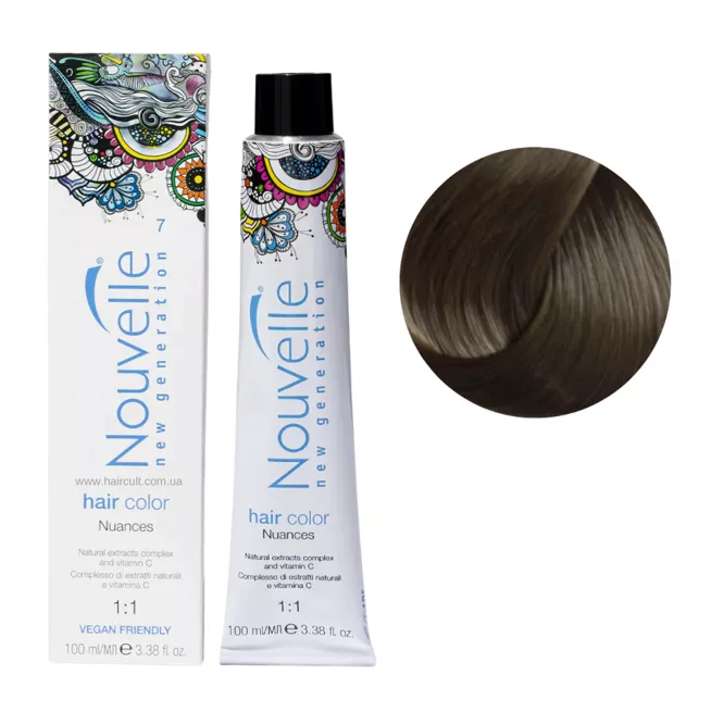 7 середньо-русявий Фарба для волосся перманентна, 100мл Permanent Hair Color Nouvelle