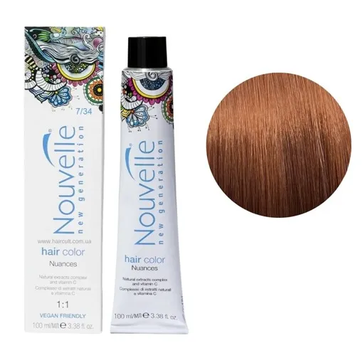 7/34 золотистий мідно-русявий Фарба для волосся перманентна, 100мл Permanent Hair Color Nouvelle