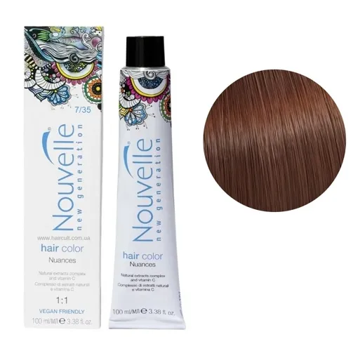 7/35 середньо-золотистий русявий червоного дерева Фарба для волосся перманентна, 100мл Permanent Hair Color Nouvelle