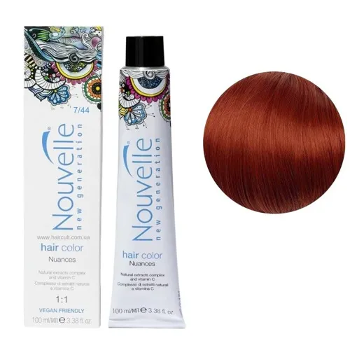 7/44 яскравий мідно-русявий Фарба для волосся перманентна, 100мл Permanent Hair Color Nouvelle