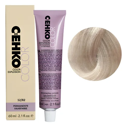 12/82 Спеціальний блондин фіолетово-попелястий Стійка перманентна крем-фарба для волосся, 60 мл Permament Hair Color EXPLOSION C:EHKO