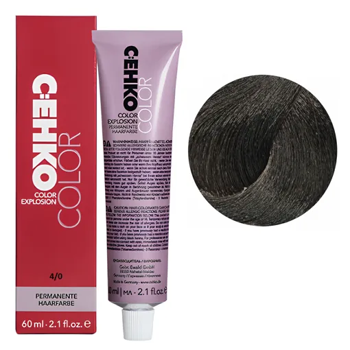 4/0 Шатен натуральний Стійка перманентна крем-фарба для волосся, 60 мл Permament Hair Color EXPLOSION C:EHKO