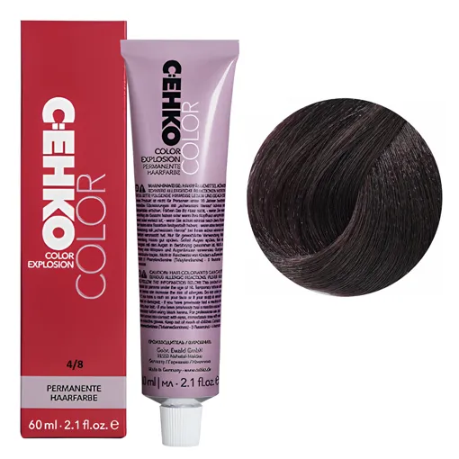 4/8 Шатен фіолетовий Стійка перманентна крем-фарба для волосся, 60 мл Permament Hair Color EXPLOSION C:EHKO