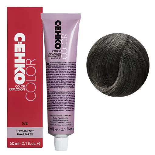 5/2 Світлий шатен попелястий Стійка перманентна крем-фарба для волосся, 60 мл Permament Hair Color EXPLOSION C:EHKO
