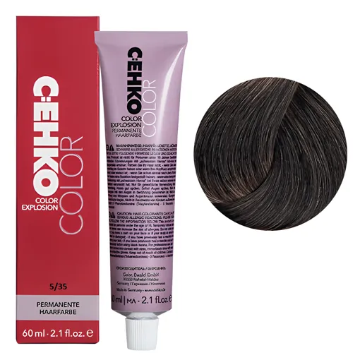 5/35 Світлий шатен золотисто-червоний Стійка перманентна крем-фарба для волосся, 60 мл Permament Hair Color EXPLOSION C:EHKO
