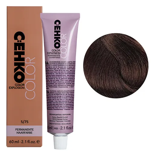 5/75 Світлий шатен коричнево-червоний Стійка перманентна крем-фарба для волосся, 60 мл Permament Hair Color EXPLOSION C:EHKO