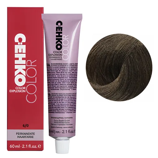 6/0 Темний блондин натуральний Стійка перманентна крем-фарба для волосся, 60 мл Permament Hair Color EXPLOSION C:EHKO