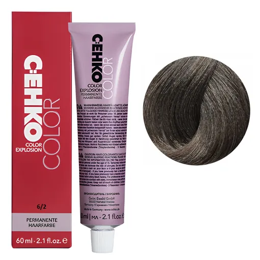 6/2 Темний блондин попелястий Стійка перманентна крем-фарба для волосся, 60 мл Permament Hair Color EXPLOSION C:EHKO
