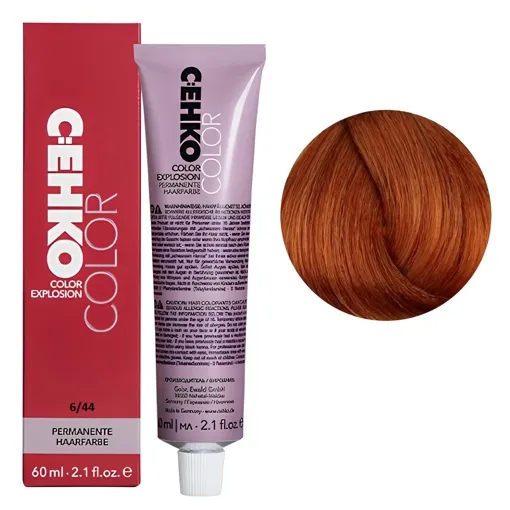 6/44 Темний блондин мідний інтенсивний Стійка перманентна крем-фарба для волосся, 60 мл Permament Hair Color EXPLOSION C:EHKO