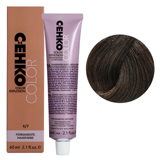 6/7 Темний блондин коричневий Стійка перманентна крем-фарба для волосся, 60 мл Permament Hair Color EXPLOSION C:EHKO