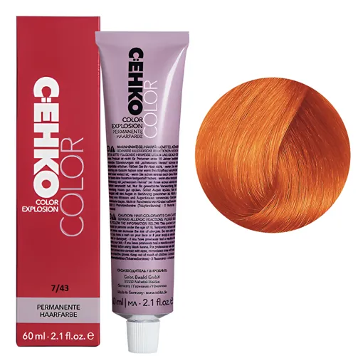 7/43 Блондин мідно золотичтий Стійка перманентна крем-фарба для волосся, 60 мл Permament Hair Color EXPLOSION C:EHKO