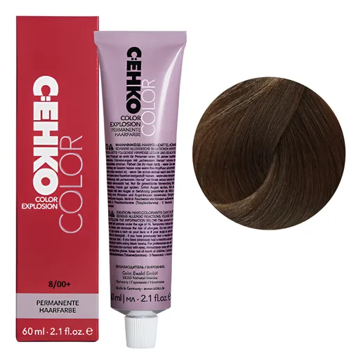 8/00+ Світлий блондин натуральний інтенсивний Стійка перманентна крем-фарба для волосся, 60 мл Permament Hair Color EXPLOSION C:EHKO