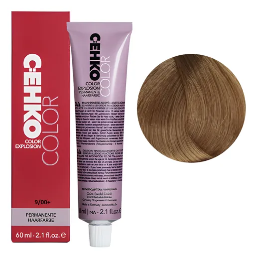 9/00+ Дуже світлий блондин натуральний інтенсивний Стійка перманентна крем-фарба для волосся, 60 мл Permament Hair Color EXPLOSION C:EHKO