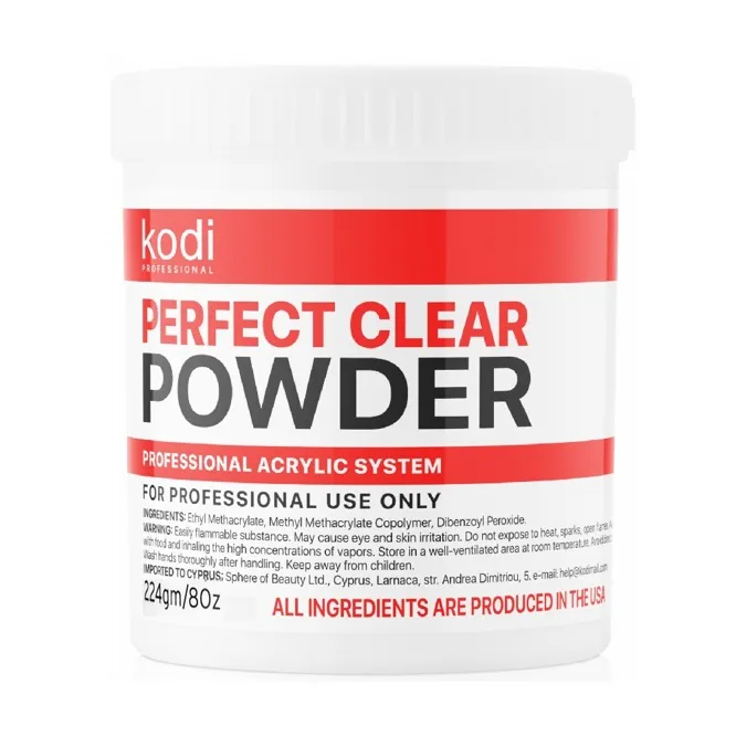 Акрилова пудра, 224 г Колір: Прозорий базовий Perfect Clear Basic Аcryl Powder  KODI Professional