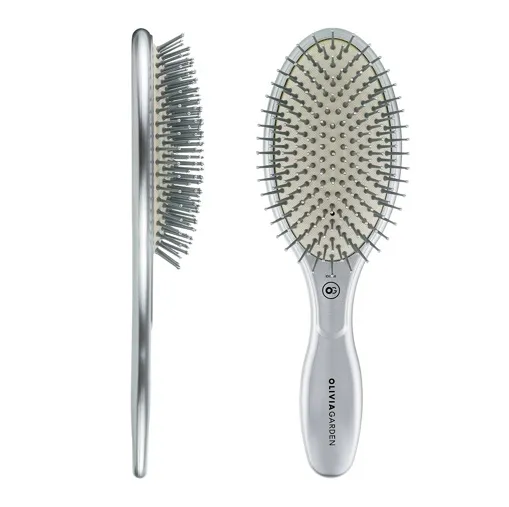 Щітка-масажна (срібна) Nylon Bristles Silver EXPERT CARE OVAL ID2035 Olivia Garden