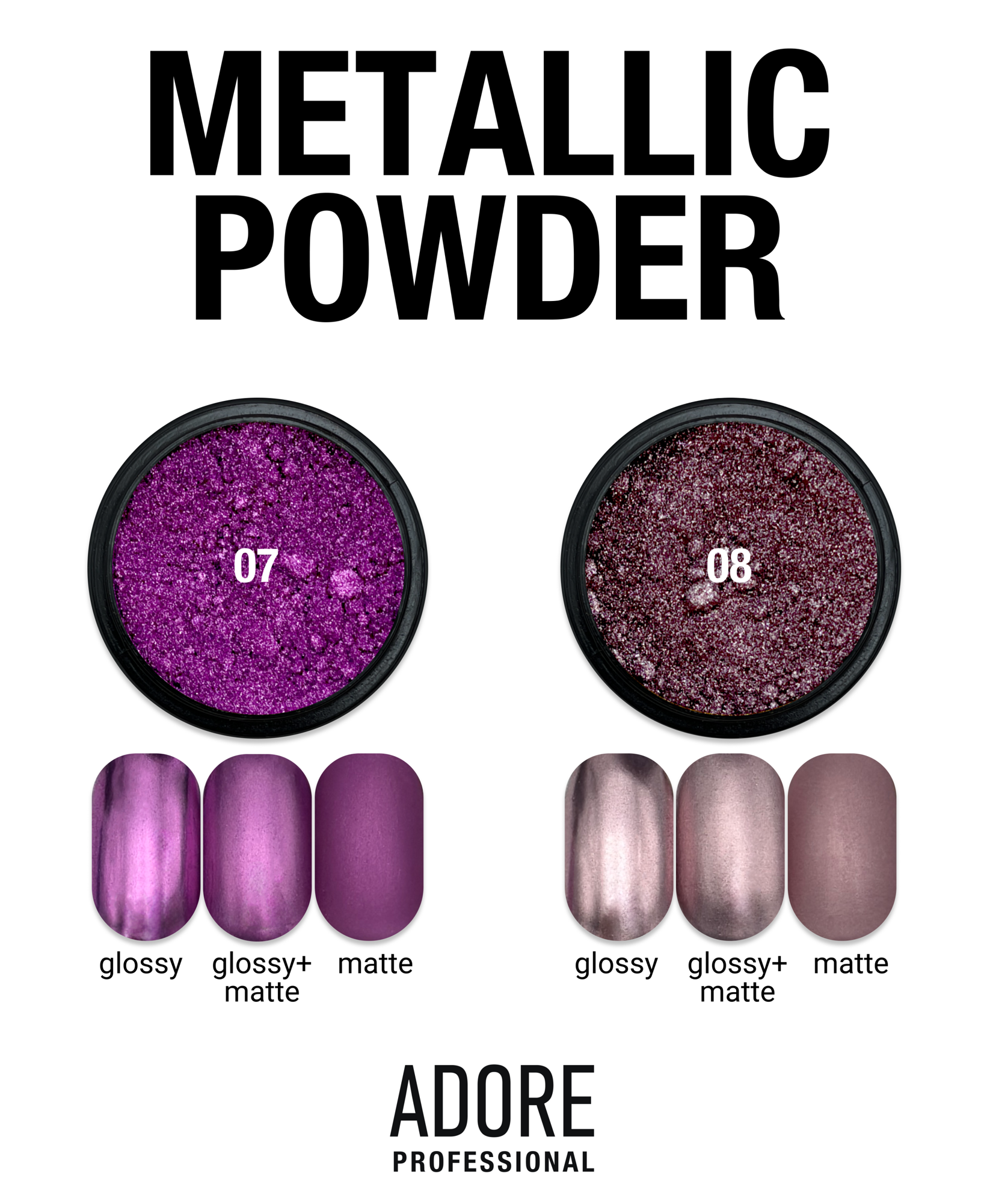 Металева хромована втирка, 0,5 г №07 Metallic Powder ADORE