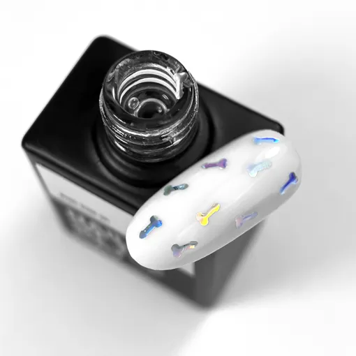 Топ для нігтів з голографічним арт-декором, без липкого шару, 10 мл №01 FUN! 18+ NAILSOFTHEDAY