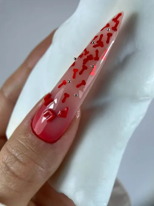 Топ для нігтів з червоним арт-декором, без липкого шару, 10 мл №02 FUN! 18+ NAILSOFTHEDAY