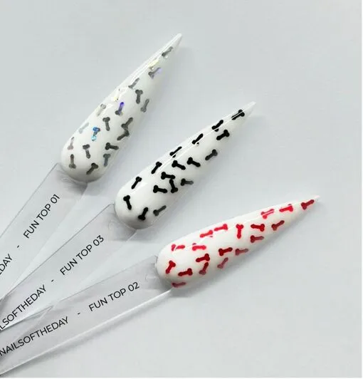 Топ для нігтів з голографічним арт-декором, без липкого шару, 10 мл №01 FUN! 18+ NAILSOFTHEDAY