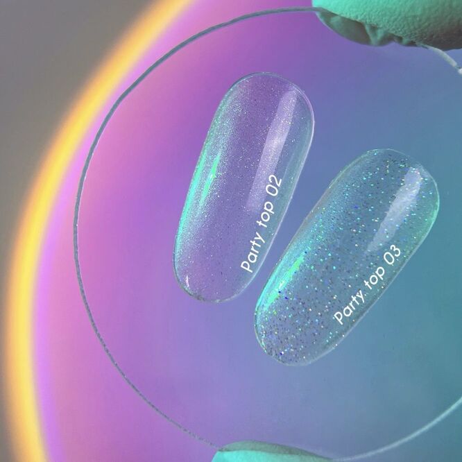 Топ прозорий з голографічним шиммером без липкого шару для нігтів, 10 мл №03 Party Top NAILSOFTHEDAY