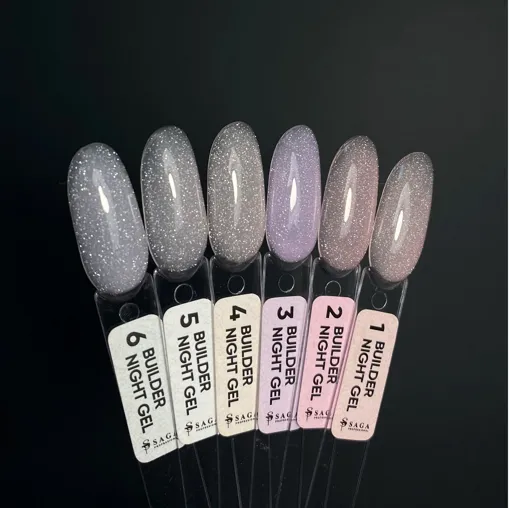 Гель для нарощування та укріплення нігтів зі світловідбиваючим ефектом, 15 мл №06 Night Builder Gel SAGA Professional