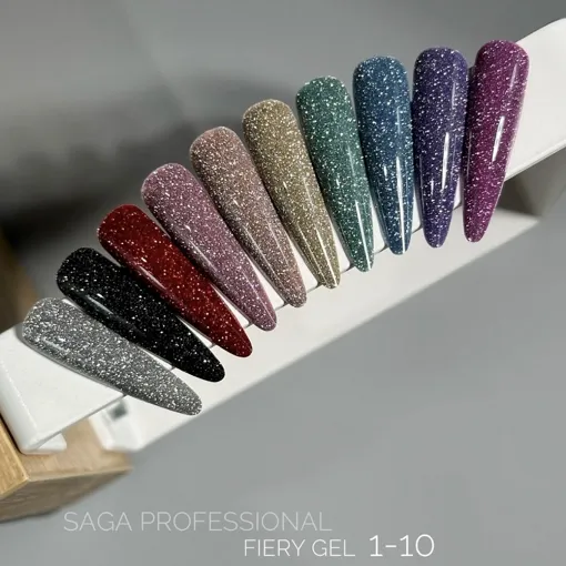 Гель-лак світловідбиваючий, 9 мл №04 Fiery Gel Polish SAGA Professional
