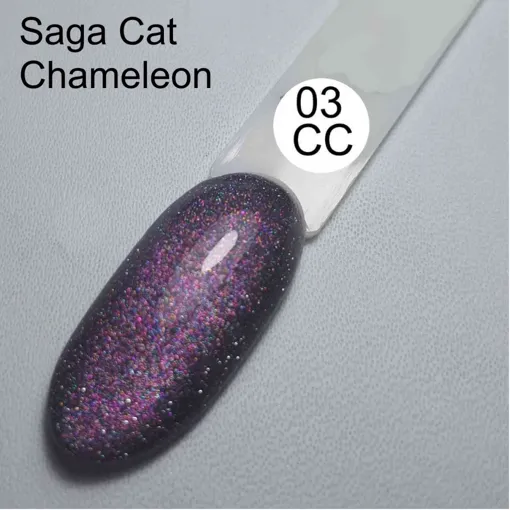 Гель-лак з ефектом котячого ока хамелеон, 10 мл №03CC Cat Chameleon Gel Polish SAGA Professional 