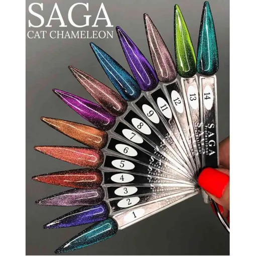 Гель-лак з ефектом котячого ока хамелеон, 9 мл №08CC Cat Chameleon Gel Polish SAGA Professional 