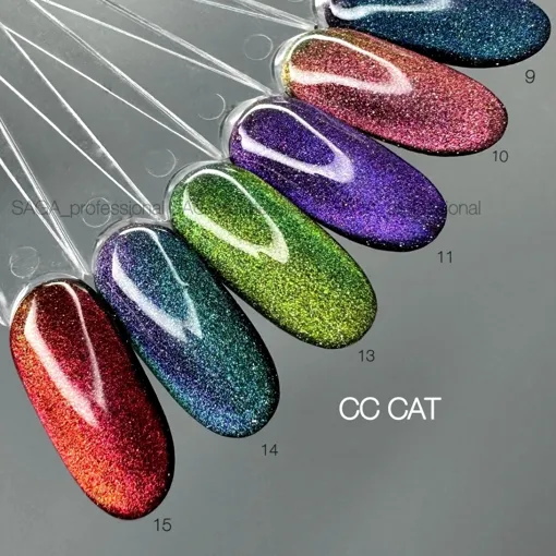 Гель-лак з ефектом котячого ока хамелеон, 10 мл №15CC Cat Chameleon Gel Polish SAGA Professional 