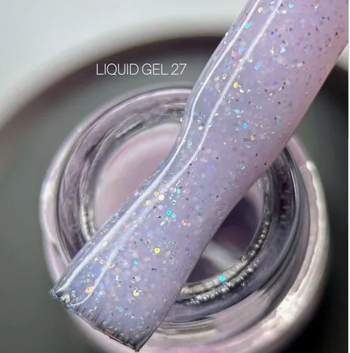 Гель рідкий для зміцнення нігтів світловідбиваючий з шимером, 15 мл №27 Liquid Gel SAGA Professional