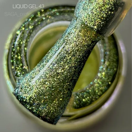Гель рідкий для зміцнення нігтів з блискітками, 15 мл №43 Liquid Gel SAGA Professional