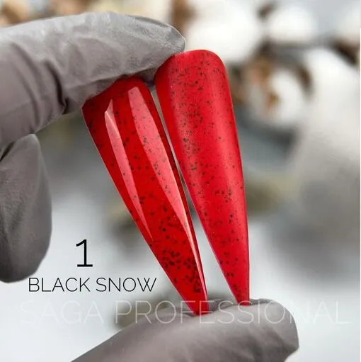 Гель-лаки з чорною крихтою, 9 мл №01 Snow Black Gel Polish SAGA Professional
